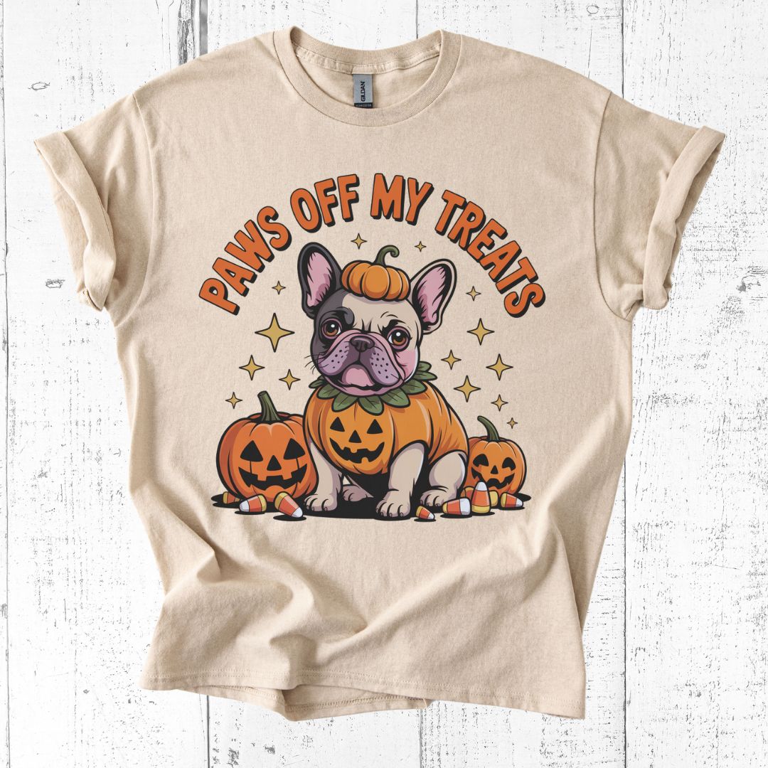 Paws Off My Treats T-Shirt β Funny Frenchie Halloween Tee for Dog Lovers