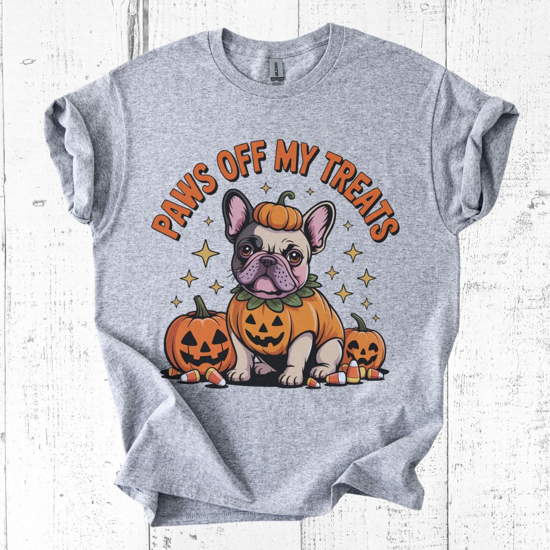 Paws Off My Treats T-Shirt β Funny Frenchie Halloween Tee for Dog Lovers
