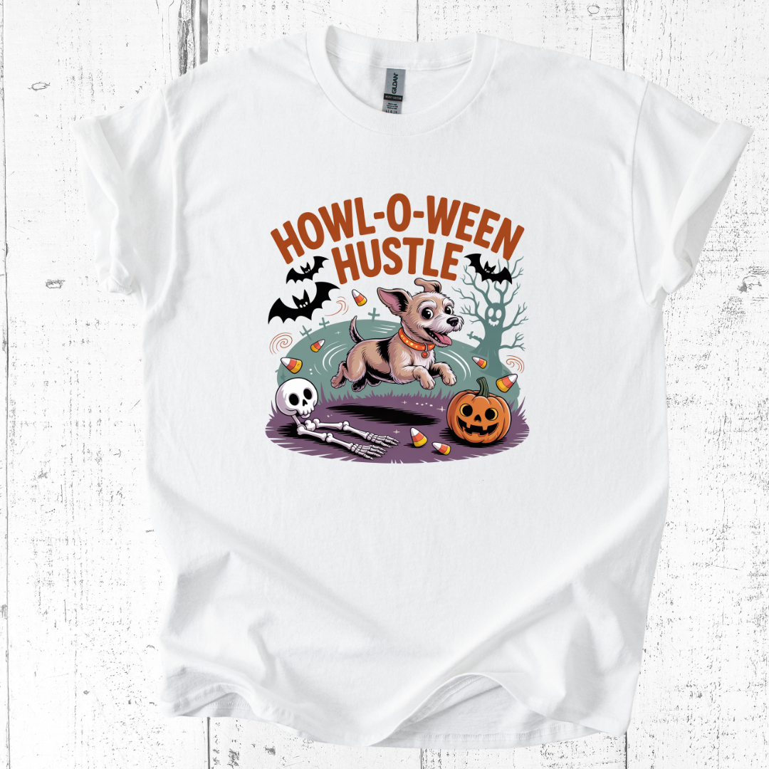 Howl-O-Ween Hustle Dog T-Shirt β Funny Halloween Tee