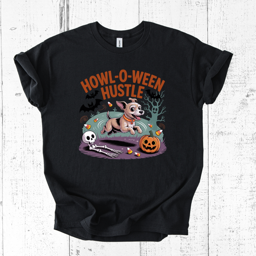 Howl-O-Ween Hustle Dog T-Shirt β Funny Halloween Tee