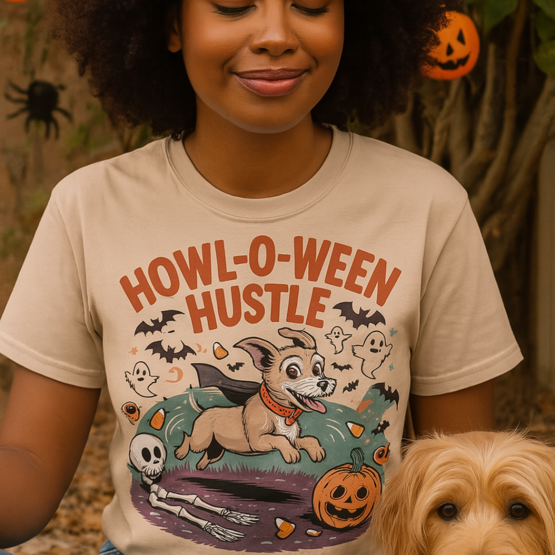 Howl-O-Ween Hustle Dog T-Shirt β Funny Halloween Tee