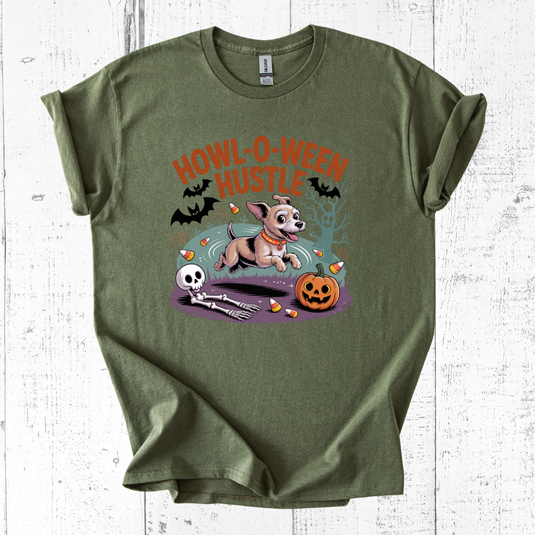 Howl-O-Ween Hustle Dog T-Shirt β Funny Halloween Tee