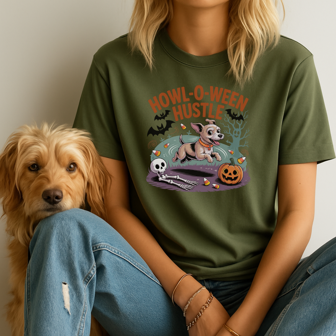 Howl-O-Ween Hustle Dog T-Shirt β Funny Halloween Tee