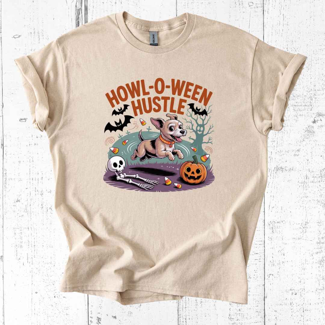 Howl-O-Ween Hustle Dog T-Shirt β Funny Halloween Tee
