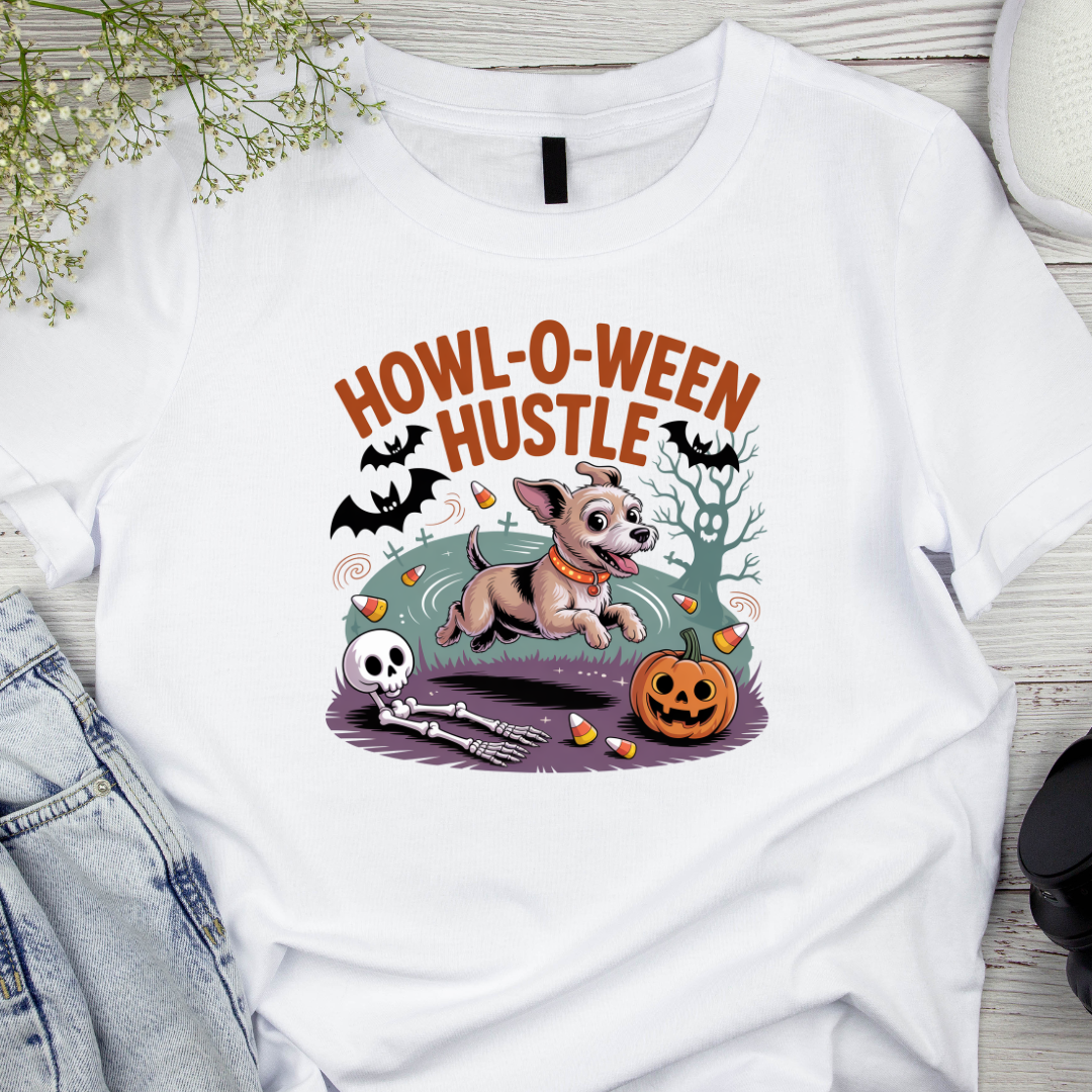 Howl-O-Ween Hustle Dog T-Shirt β Funny Halloween Tee