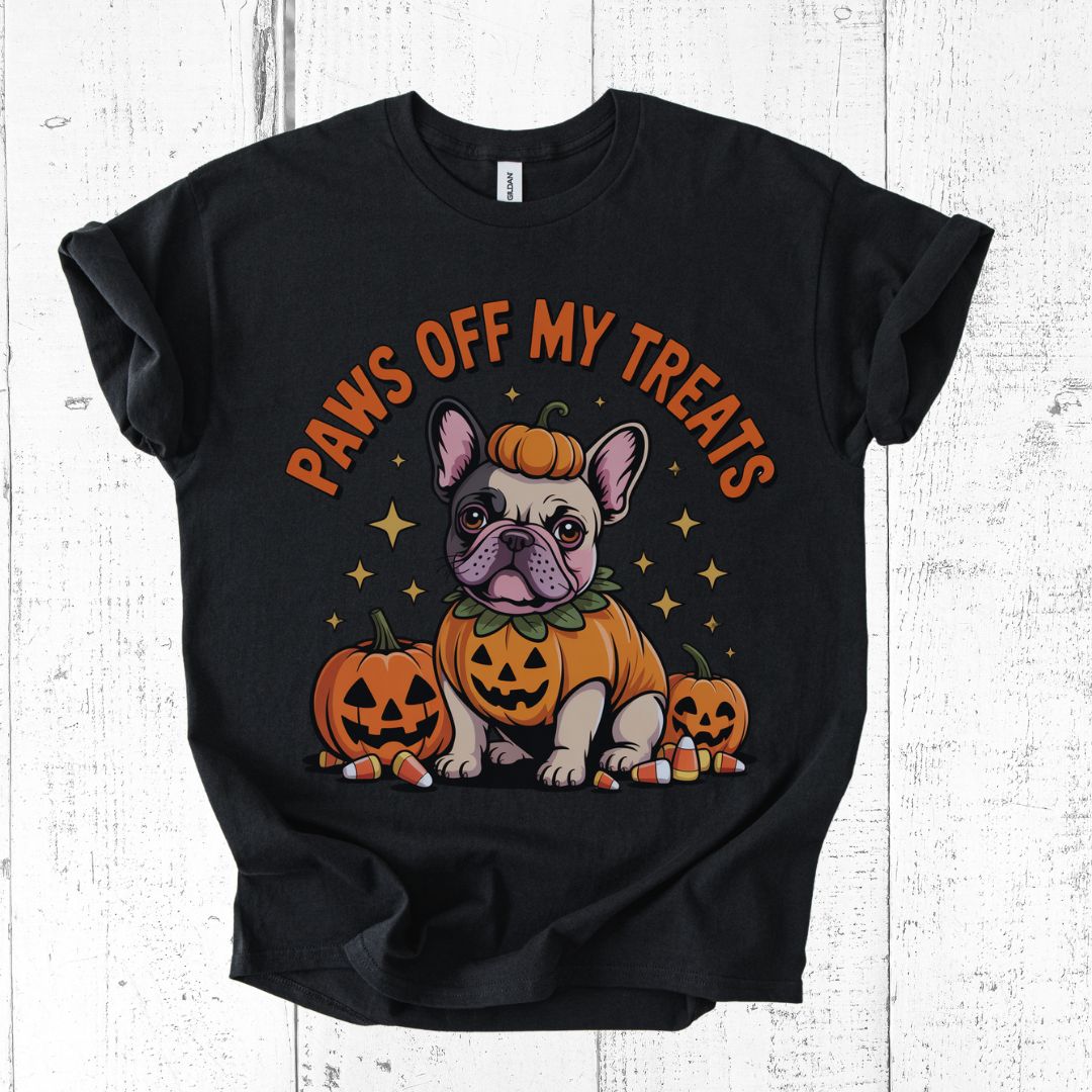 Paws Off My Treats T-Shirt β Funny Frenchie Halloween Tee for Dog Lovers