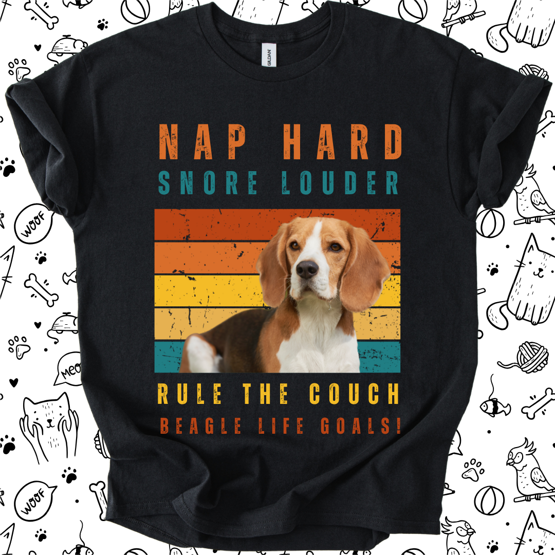 Funny Beagle dog lover tee with bold text and cozy unisex fit.
