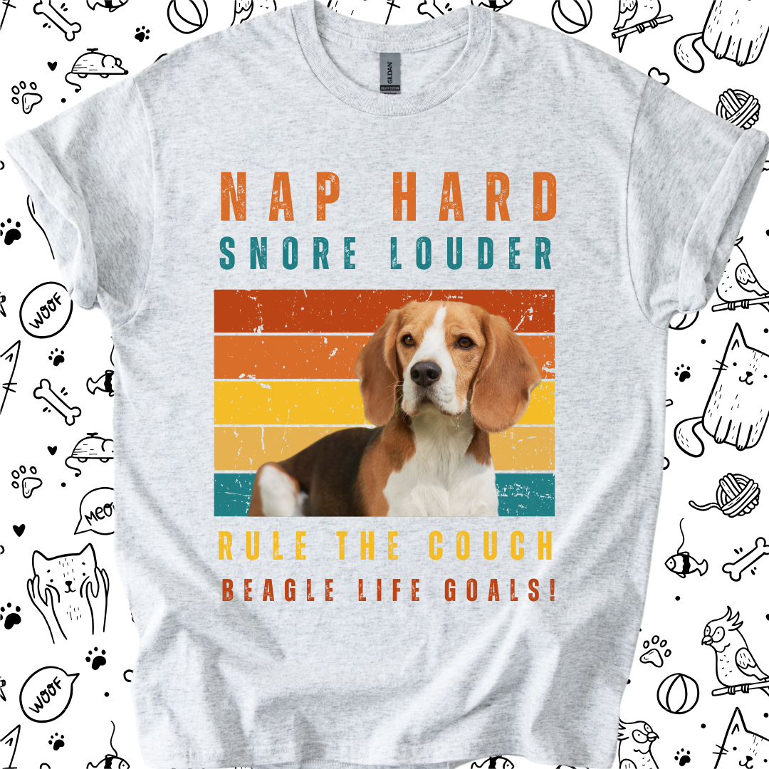 Humorous Beagle shirt ideal for birthdays and pet parent gifts.