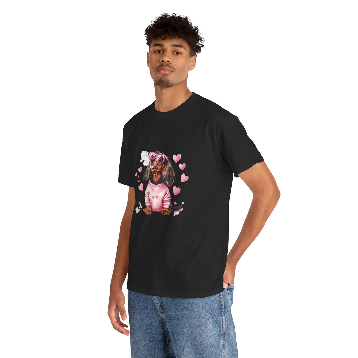 Minimalist dachshund outline tee - simple wiener dog art on heavy cotton