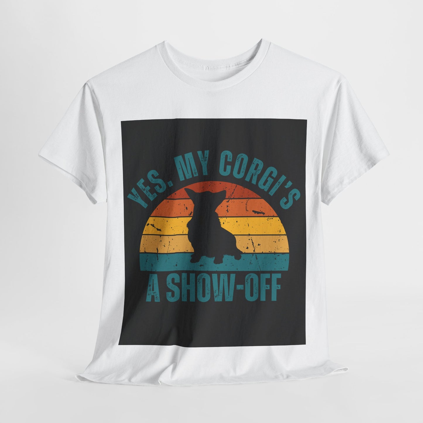 Corgi-themed graphic tee with vintage design, perfect for dog lovers.