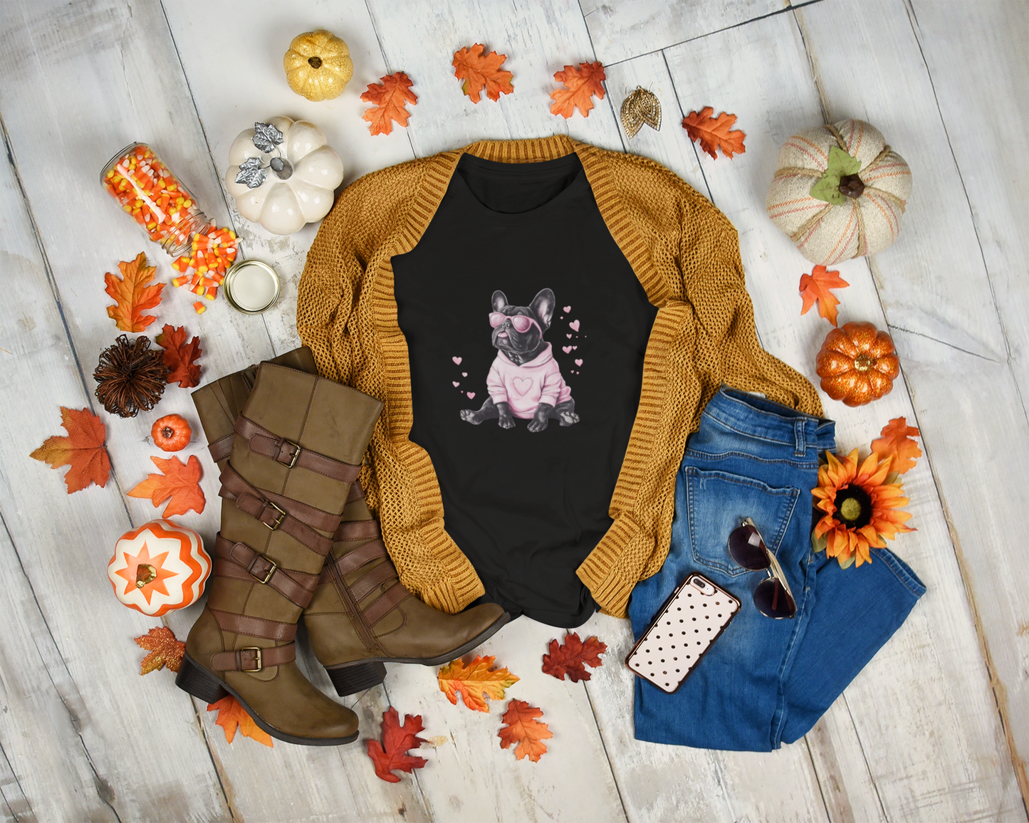 Cute French Bulldog Graphic Tee for Dog Lovers - Unisex Heavy Cotton Tee - Gift Dog Shirts for Frenchie Owners