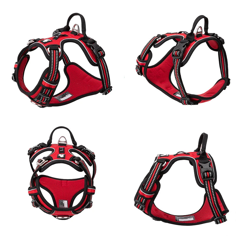 Escape-proof dog vest with front clip for pullers - black reflective straps