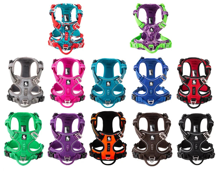 Solution for leash-pullers! Truelove control harness with reflective strips