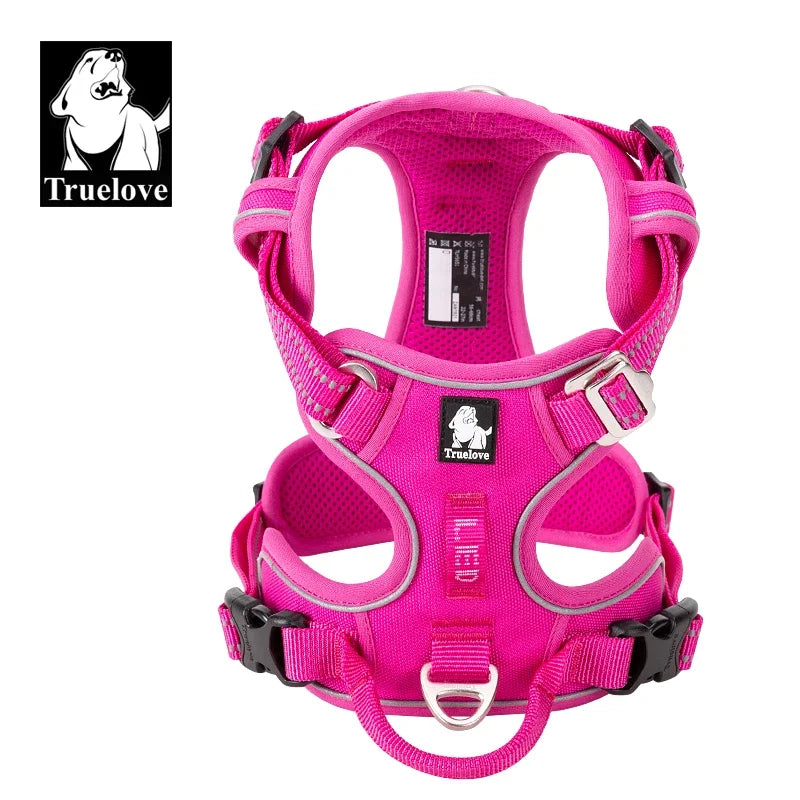 Truelove No-Pull Dog Harness (For 'Naughty' Escape Artists!) - Reflective Safety Vest for Car & Walks