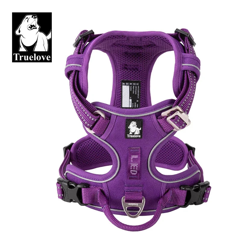 Truelove No-Pull Dog Harness (For 'Naughty' Escape Artists!) - Reflective Safety Vest for Car & Walks