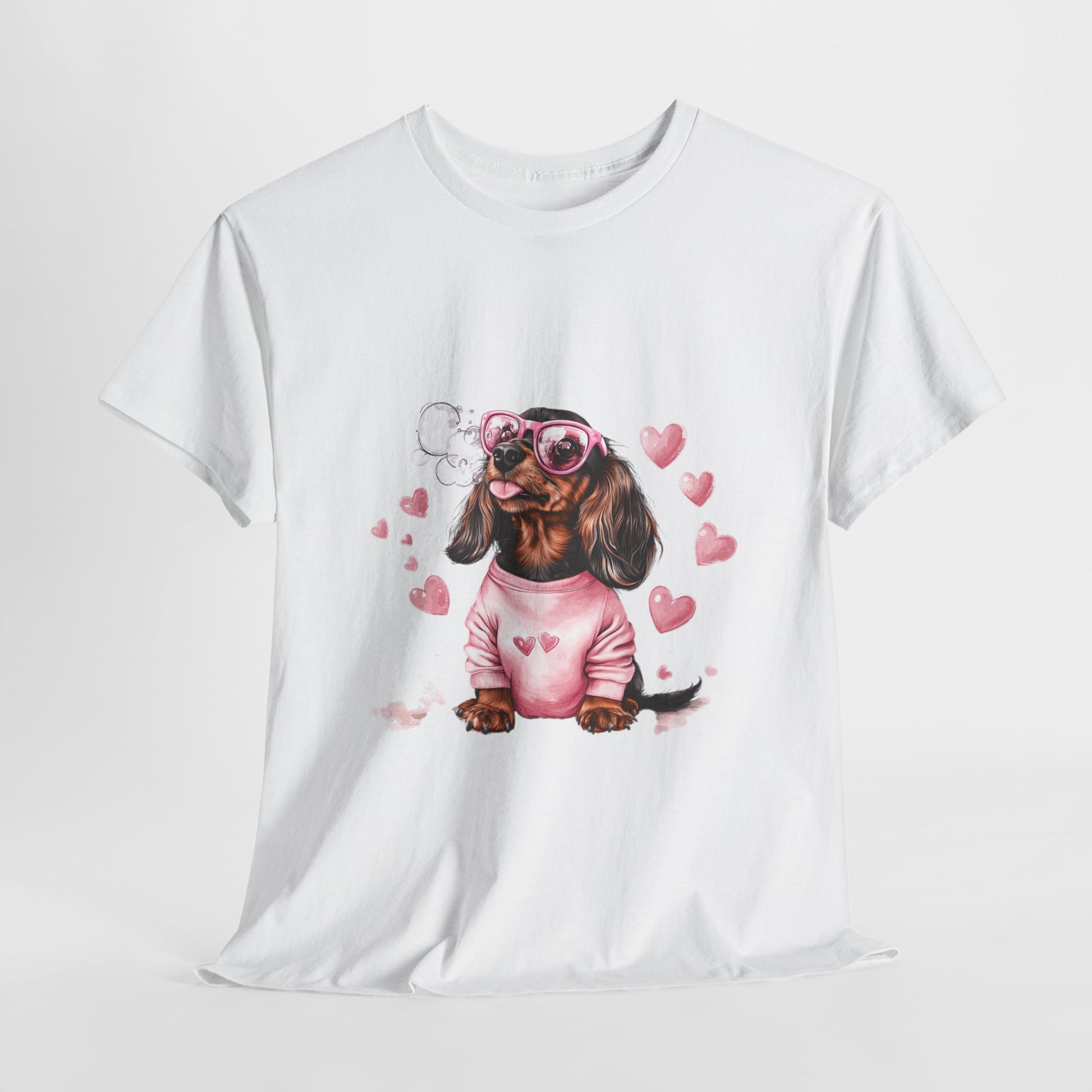 Dachshund lover’s heavy cotton tee – unisex dog owner shirt with cute doxie design