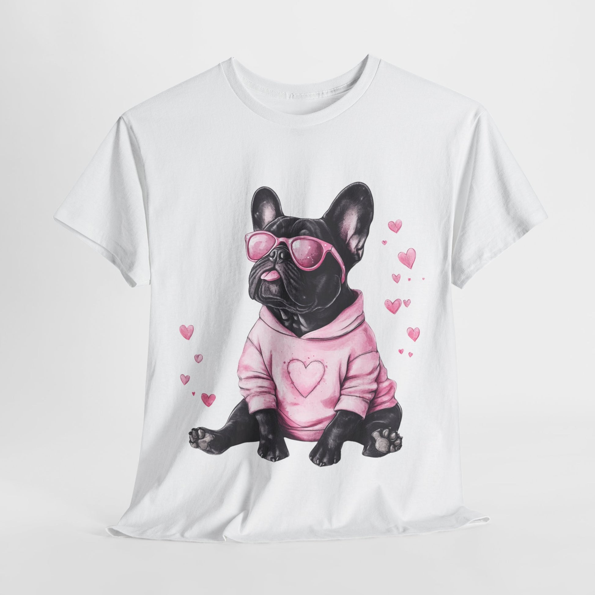 Soft cotton Frenchie lover t-shirt - playful bulldog artwork for men & women