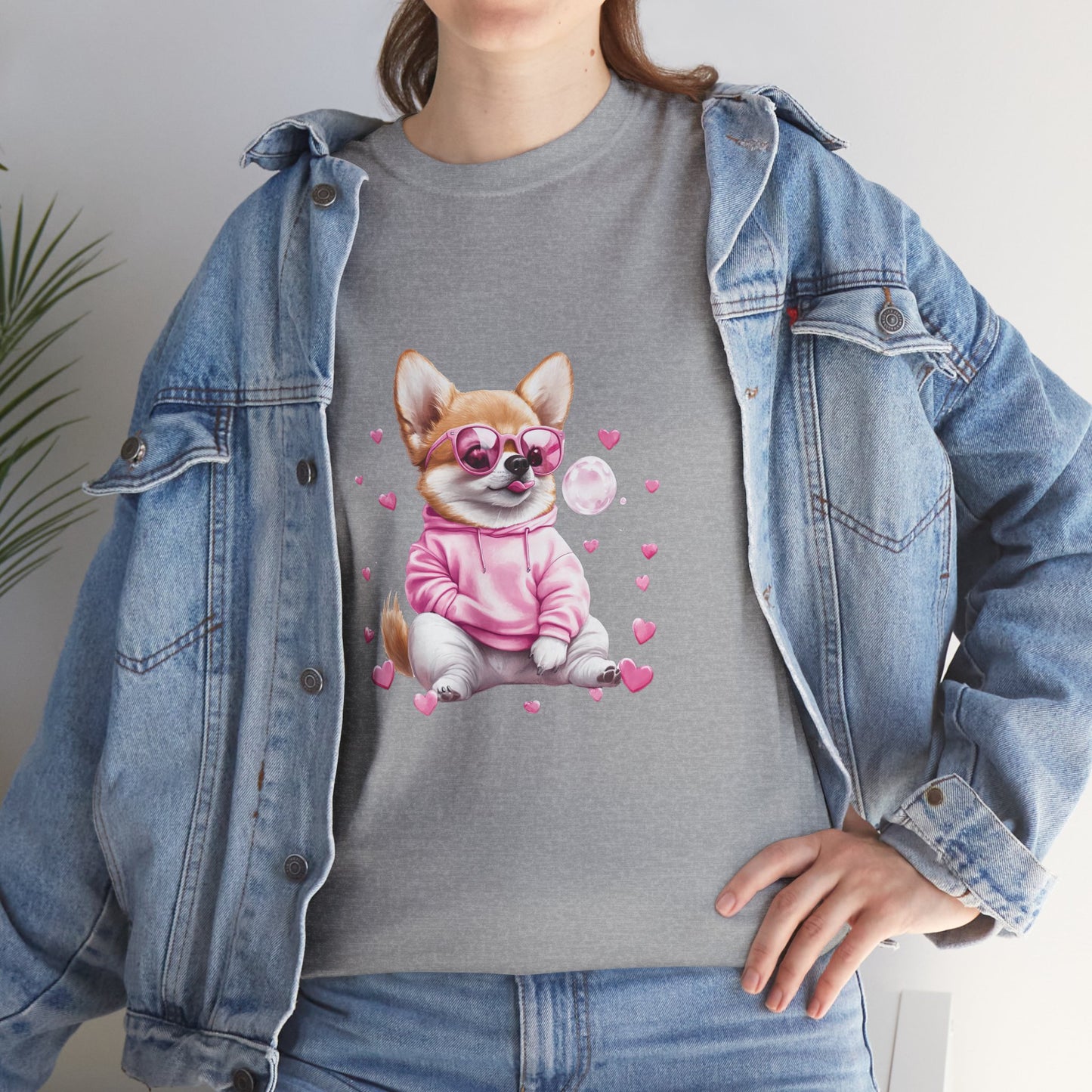 Best funny Corgi gifts for women - 'Butt Queen' dog lover tee with pink hearts