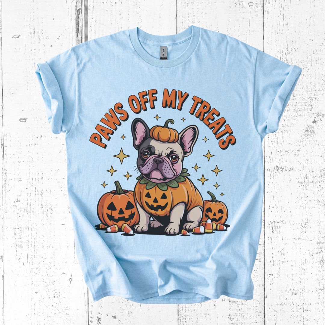 Paws Off My Treats T-Shirt – Funny Frenchie Halloween Tee for Dog Lovers