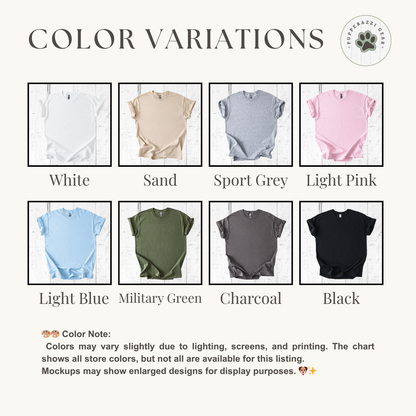 Color variations chart for baby onesies with different color options.