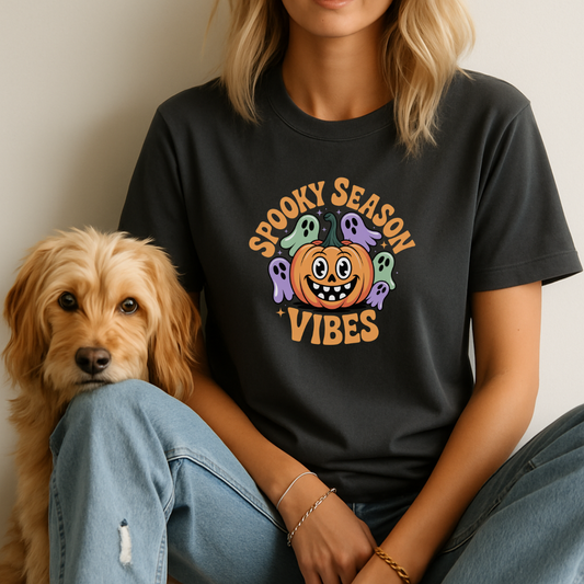 Spooky Season Vibes T-Shirt – Halloween Dog Tee