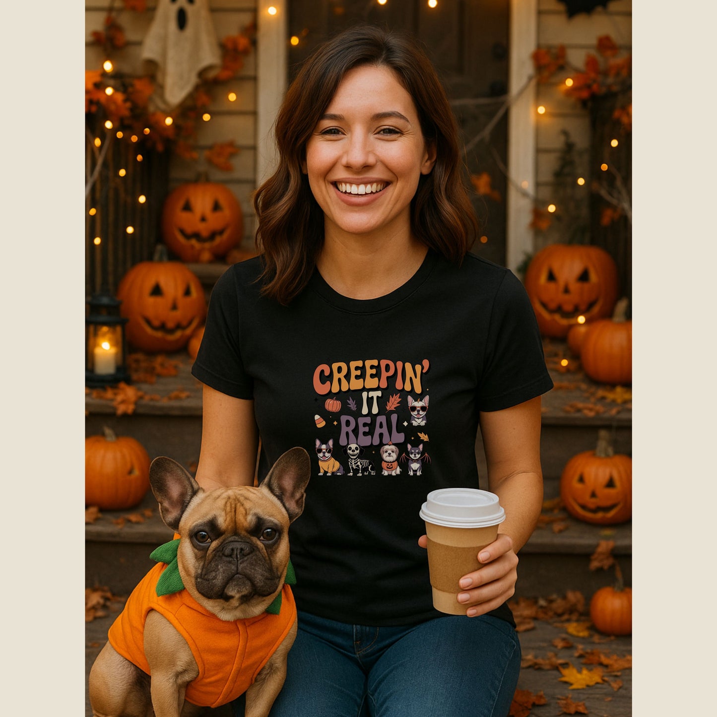 Creepin’ It Real T-Shirt – Funny Halloween Tee for Dog & Pet Lovers
