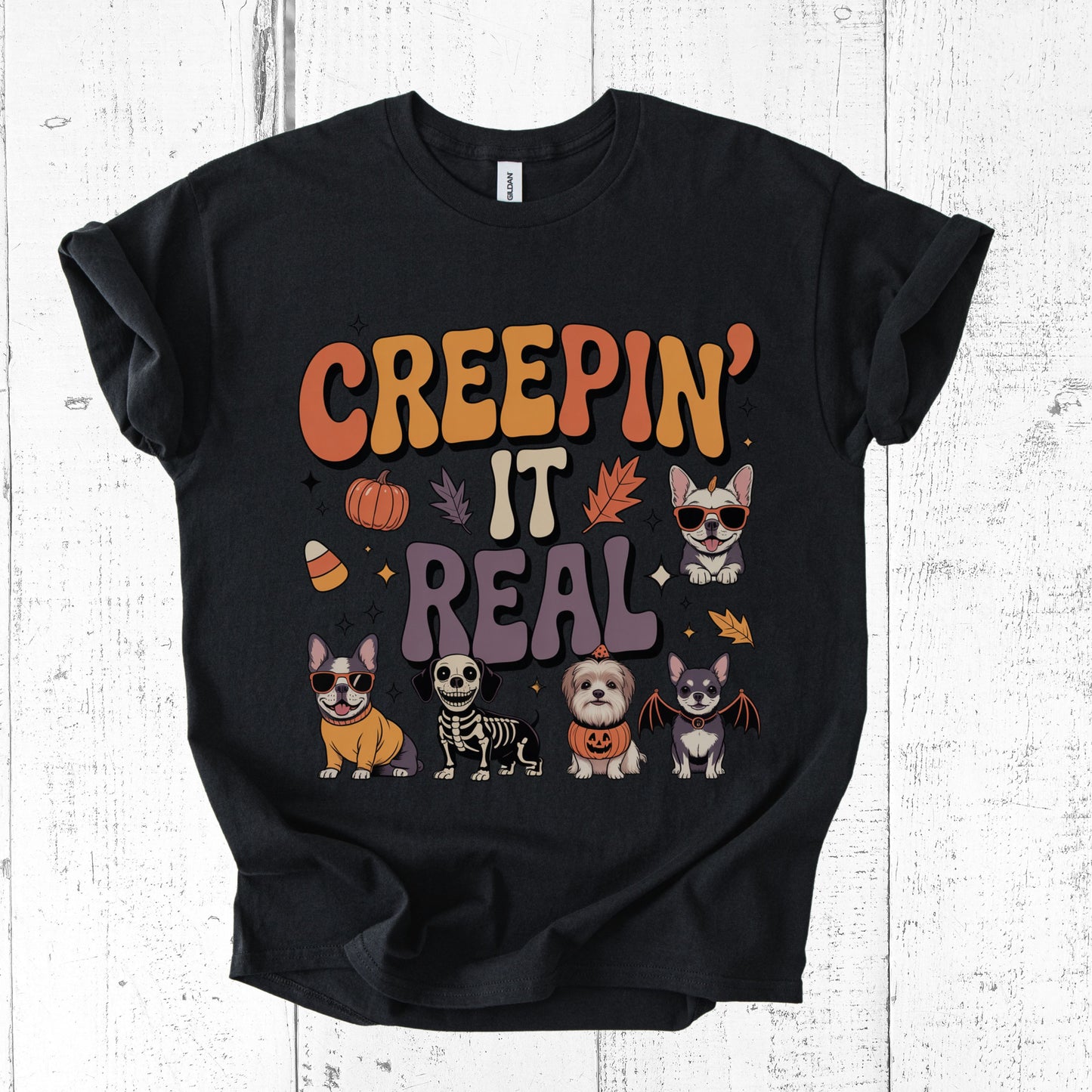 Creepin’ It Real T-Shirt – Funny Halloween Tee for Dog & Pet Lovers