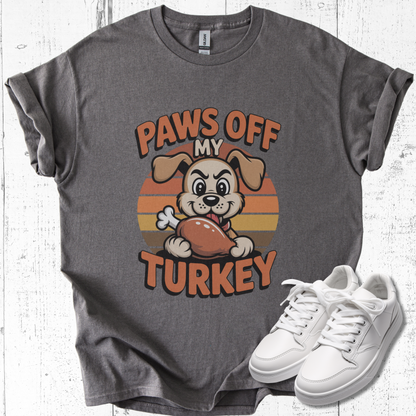 Paws Off My Turkey T-Shirt – Funny Thanksgiving Dog Lover Tee