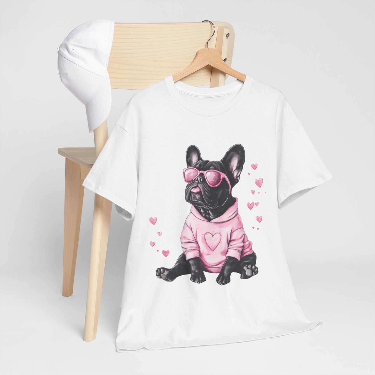 French Bulldog unisex tee - heavy cotton shirt with cute Frenchie graphic