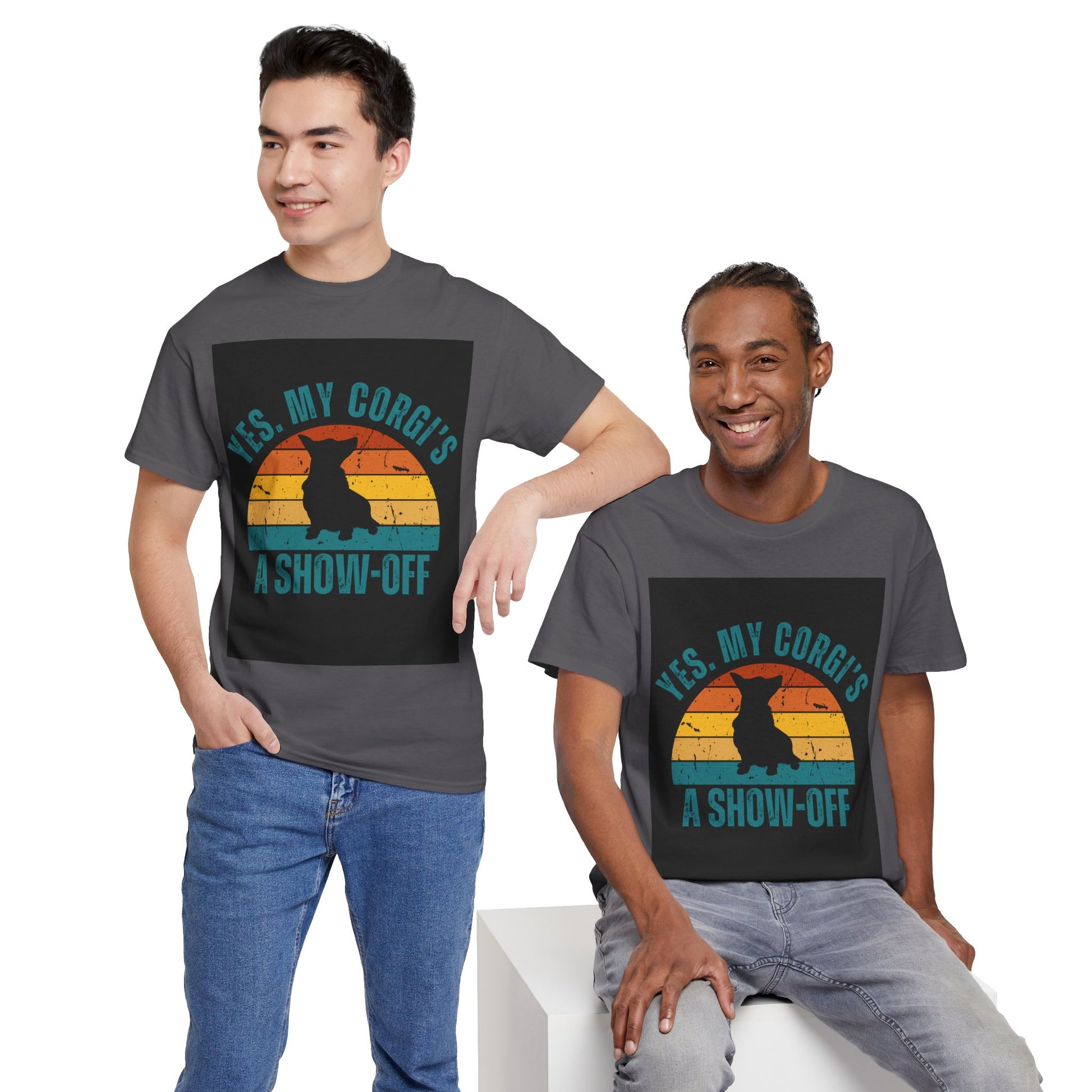 Graphic dog lover shirt designed for fans of the adorable Corgi breed.