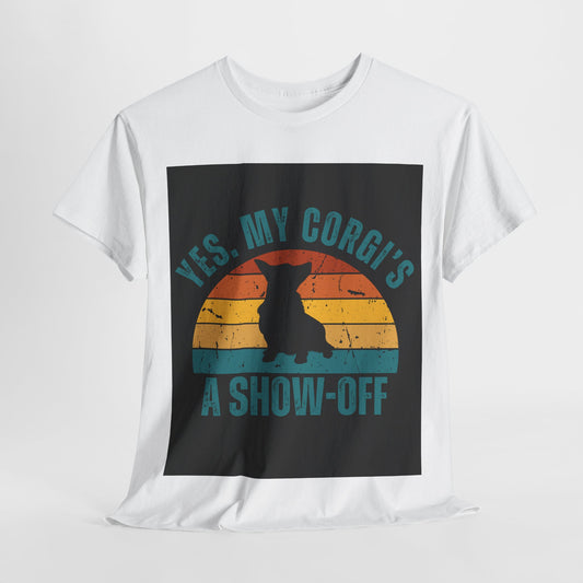 Corgi Show-Off Unisex Heavy Cotton Tee - Retro Animal Lover T-Shirt