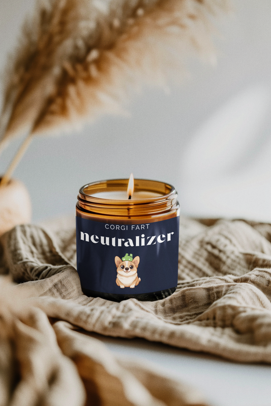 Corgi Fart Neutralizer Pet Odor Candles - Corgi Air Freshener Candle for Dog Owners - Coconut Apricot Wax (4oz) - Pet Odor Eliminator
