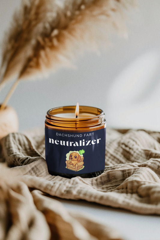 Dachshund Fart Neutralizer Pet Odor Candles - Funny Wiener Dog Lover Gift - Coconut Apricot Scented Air Freshener (4oz) - Pet Odor Eliminator
