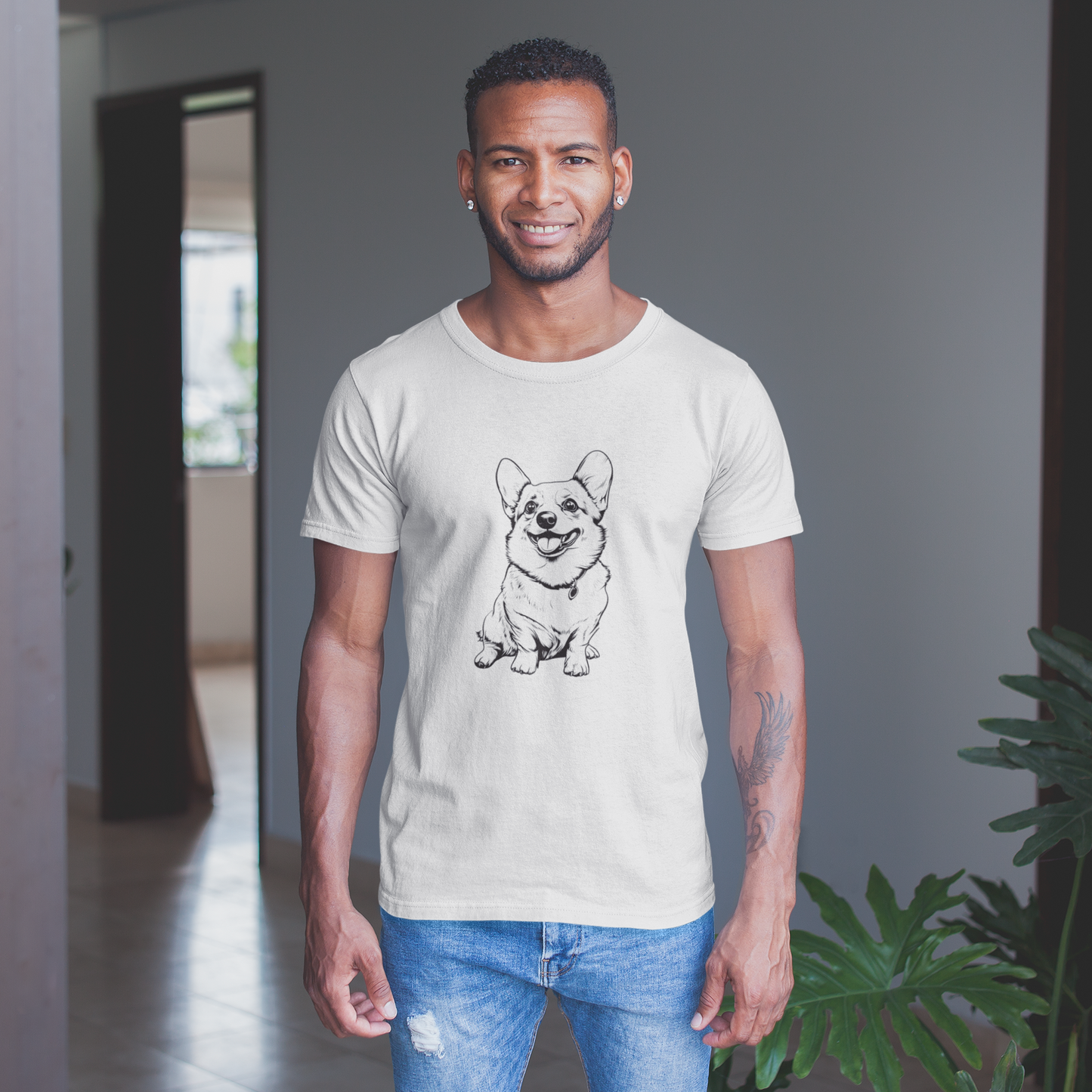 Funny corgi t-shirt featuring iconic loaf pose - dog lover apparel