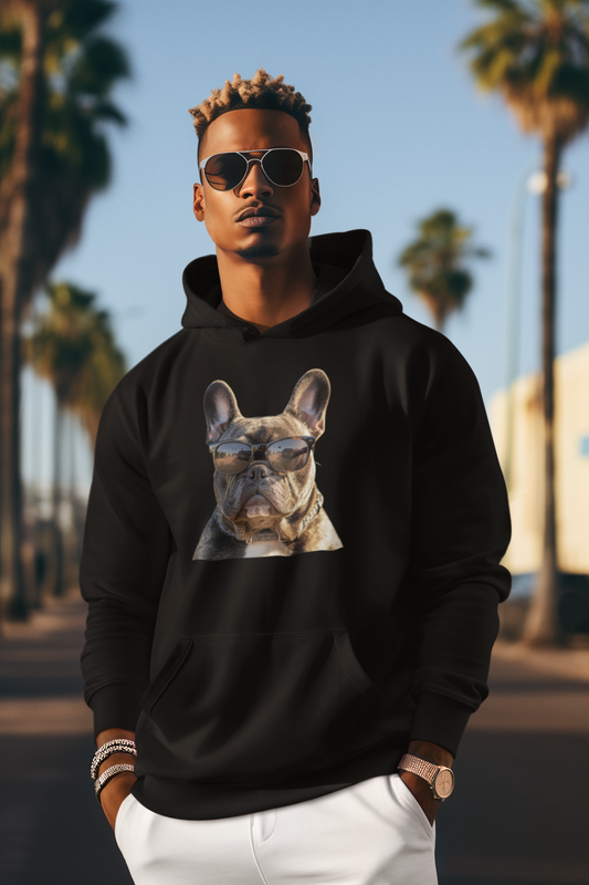 Cool French Bulldog Hoodie - Frenchie Dog Sunglasses Sweatshirt - Cool Frenchie Graphic Tee - Funny Dog Hoodie