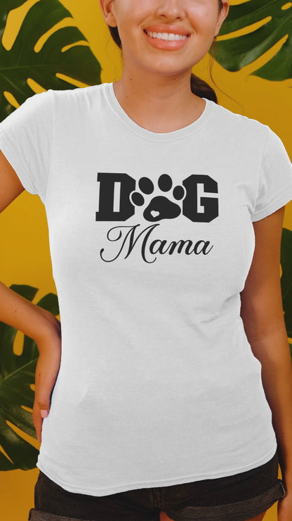 Video showcasing Unisex heavy cotton Dog Mama t-shirt on a model